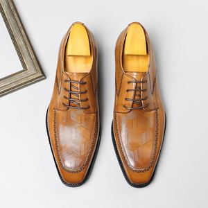Zapatos de Negocios Puntiagudos de Cuero Vacuno para Caballero, Modernos, Casuales, con Cordones, Impermeables, Transpirables, Antideslizantes, para Otoño - Product Image 1