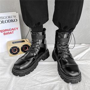 Botas de tobillo con cordones para hombre, negras, ligeras, cómodas para el verano, antideslizantes, transpirables, zapatos que aumentan la altura - Product Image 3