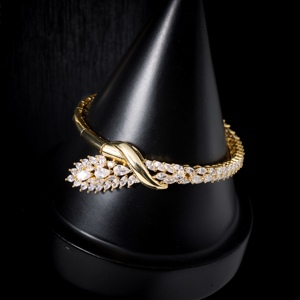 Conjunto de Joyería de Boda para Mujer con Circonia de Alto Brillo, Chapado en Oro, Estilo Dubái Africano, Collar de Novia - Product Image 4