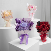 Bouquet de fleurs préservées Lovebay en gros avec sac cadeau à fenêtre transparente pour la décoration de la maison, de mariages, de fêtes et d'anniversaires