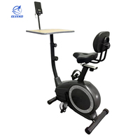 Vélo d'exercice magnétique pliable pour la maison, table pour ordinateur portable réglable en hauteur, cadre en acier, résistance réglable, 8 niveaux de tension, écran LCD