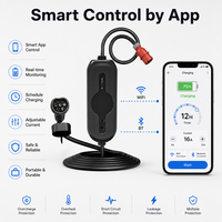 Chargeur EV portable triphasé robuste Type 2 Rouge CEE 380-450V IP66 Écran LCD Minuterie 8H Application WiFi Câble TPU 5m Nouveau 7kW