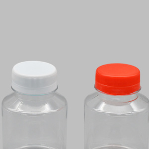 Transparent Pet Bottles Round Screw <b>Cap</b> For Wine Beverage Packaging 250Ml <b>Plastic</b> Container With White And Red Lid - Product Image 2