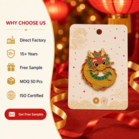 Broche Mignonne Dragon Chinois 3D en Émail Souple, Contour Doré, Bijoux du Nouvel An Chinois, Épingles de Revers, Badges Métalliques Personnalisés en Gros