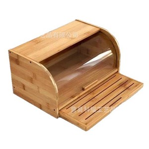Caja de almacenamiento de pan de bambú con tapa transparente, organizador de encimera de cocina de gran capacidad para repostería y postres - Product Image 1