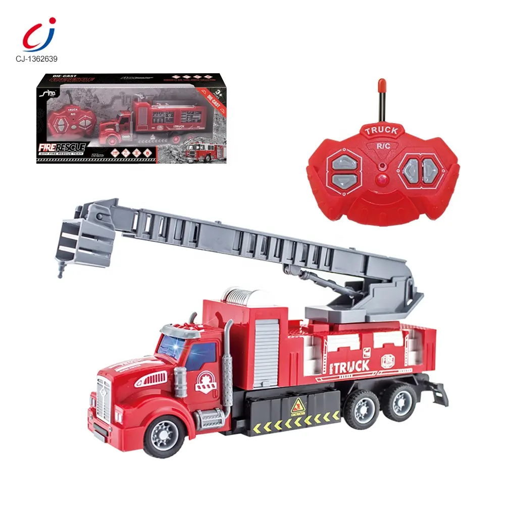 Camión de bomberos eléctrico de plástico con dibujos animados para niños, juguete de camión de bomberos a control remoto, gran oferta