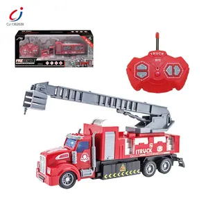 Camión de bomberos eléctrico de plástico con dibujos animados para niños, juguete de camión de bomberos a control remoto, gran oferta