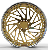 Jantes forgées sur mesure XL 2 pièces, design maille dorée, PCD 5x112 5x120 5x114.3 pour BMW Mercedes Audi Lexus Mustang Camaro Infiniti