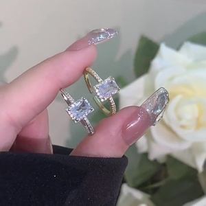 Adjustable Alloy Opening Index Finger <b>Ring</b> Women Sparkling Diamonds Zircon Inlay Classic Trendy Style Parties Religious - Product Image 2