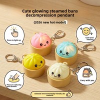 ABS Press-to-Light Steamed Bun Dumpling Keycap Keychain Mechanical-Feel Stress-Relief Pendant Creative and Cute Key-Bag Charm