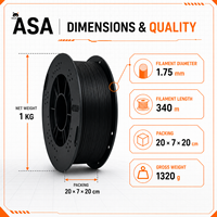 MUCAT 1KG ASA Filament Spool 1.75mm Bahan Printer 3D FDM untuk Model Kreatif dan Pencetakan Kerajinan