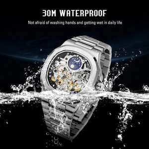 Reloj de Pulsera Mecánico Automático de Alta Calidad para Hombre, con Tourbillon, Fase Lunar, Acero Inoxidable, Resistente al Agua, Luminoso, Esqueleto, Analógico - Product Image 3