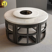 Table à manger ronde pliante en bois massif pour petit appartement pour usage domestique