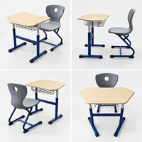 Ensemble Chaise et Table d'Écolier Moderne et Réglable, Confortable, en Plastique Rigide 6H, Durable, pour Étudiants, Maison, Bureau, Hôtel, Garantie 15 Ans