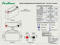 Batería Recargable de Plomo-Ácido sin Mantenimiento FirstPower FP6120 6V12Ah para Sistemas de UPS, Instrumentos y Control de Acceso