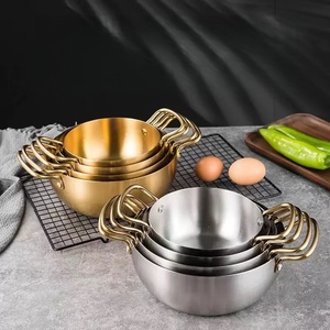 Olla para Ramen de Acero Inoxidable, Diseño Coreano, con Dos Asas Doradas, Apta para Lavavajillas, Gran Capacidad, para Restaurante y Uso Doméstico - Product Image 2