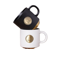 Mug à café en porcelaine de luxe rétro européen, logo personnalisé, compatible lave-vaisselle et micro-ondes, poignée ergonomique, cadeau d'affaires, vente en gros