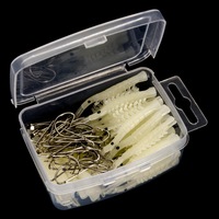 Lot de 50 leurres souples en PVC en forme de crevettes, lumineux la nuit, avec hameçons – Appâts artificiels en gros pour l'exportation