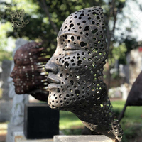 Sculpture murale abstraite en bronze, grande statue décorative de jardin extérieure en métal, art moderne BLVE.