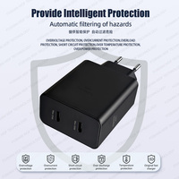 Cargador de Pared GaN de 50W con Doble Puerto USB-C, Carga Súper Rápida 2.0 PD PPS, Adaptador Ignífugo OTP para Teléfono Móvil, Enchufe EU, OEM
