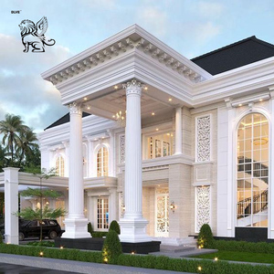 BLVE tamamen özelleştirilmiş Villa lüks beyaz mermer balkon korkuluk yuvarlak taş ayağı tasarım dekoratif roma sütunları - Product Image 4