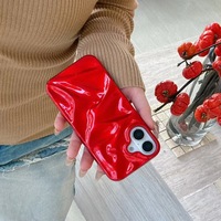 Funda para Teléfono HMJ con Purpurina Antiarrugas, TPU Galvanizado Rojo, para iPhone 17 16 15 14 13 12 11 Pro Max Plus, para iPhone 17 Pro Max, OEM