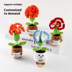 Offre Spéciale personnalisé mignon fil tissé à la main Crochet tournesol plante en pot bureau décor à la maison cadeau pour toutes les Occasions - Product Image 4