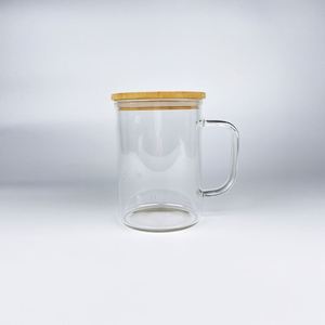 17Oz Sublimation Camper Reusable Blank Glass <b>Cup</b> Clear Coffee Mug With Bamboo Lid and Straw for Customized Gifts - Product Image 1
