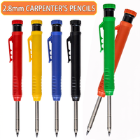 Crayon de charpentier mécanique pour marquage de trous profonds de 2,8 mm, taille-crayon intégré, pointe longue, plastique ABS + métal, impression UV/numérique, OEM