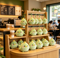 Peluche précieuse en forme d'oiseau, poussin rond vert menthe avec bec jaune et joues rosées, conception personnalisée OEM ODM