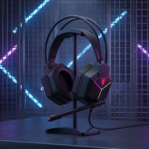 ชุดหูฟังสำหรับเล่นเกมแบบมีสาย RGB แบบครอบหู พร้อมไมโครโฟนตัดเสียงรบกวน สำหรับเกมเมอร์ แล็ปท็อป และคอนโซล - Product Image 2
