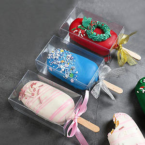 Clear Transparent Plastic Cakesicle Popsicle Gift Box Ice Cream Candy Boxes for Birthday Party Favors 3.7 x 2.17 x 1.5 inches