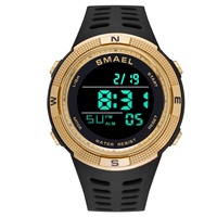 Jam Tangan Digital LED Dial Persegi Plastik Tahan Air SMAEL 1915 Tali Silikon Sport Unisex Murah Grosir Langsung dari Pabrik