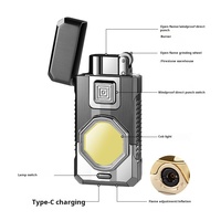 Briquet à gaz butane moderne, personnalisable, double usage, double flamme, coupe-vent, en métal, durable, écologique, rechargeable, pour cigarettes et usage professionnel