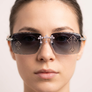 Lunettes de soleil rectangulaires sans monture bleu diamant, édition limitée, entièrement personnalisées, unisexes, pour usage quotidien et soirées, légères - Product Image 6