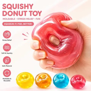 Jouets à presser transparents en forme de beignet de maltose, jouet sensoriel silencieux à rebond lent pour soulager le stress, pour adultes atteints de TDAH et d'autisme - Product Image 3