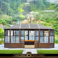 Véranda extérieure isolée en verre trempé double de style moderne pour villa résidentielle et hôtel