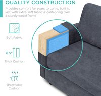 Sofá Seccional en Forma de L Tapizado en Lino Moderno, Otomana Reversible, Chaise Longue, Capacidad de 680 lb