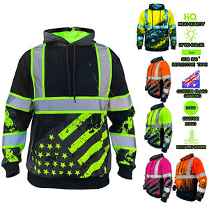 ANSI Classe 3 Oi Vis Reflexivo Segurança Hoodie Bandeira Americana Workwear Pullover Camisola Poliéster Quente Alta Visibilidade Hoodie - Product Image 1