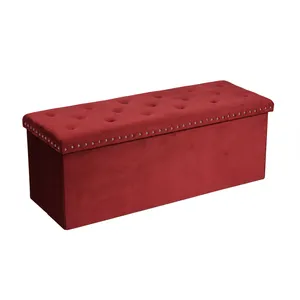 面料奥斯曼天鹅绒优雅软垫豪华卧室放松凳搁脚凳奥斯曼现代风格热卖红紫色100件