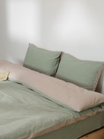 Ensemble de housse de couette 100% coton avec 2 taies d'oreiller, housse de couette rayée verte naturelle, ensemble de literie 3 pièces, décoration de chambre à coucher