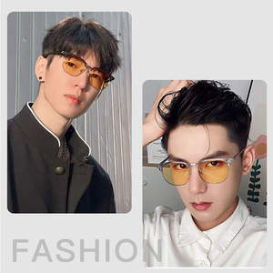 Lunettes anti-lumière bleue pour hommes, tendance, à monture large et rectangulaire, 822H, verres PC extra larges, protection anti-UV - Product Image 1