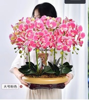 Orchidées artificielles en gros, fleurs artificielles au toucher réel, grandes orchidées Phalaenopsis rouges et blanches en pot, grande orchidée en pot