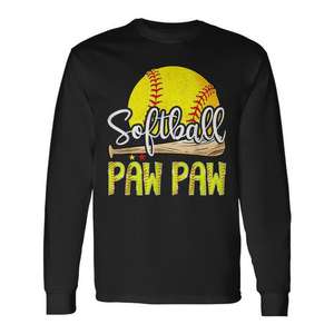 Camiseta de manga larga Softball Paw Paw, de algodón, con estampado digital, informal, para adultos, para el día del partido deportivo - Product Image 1