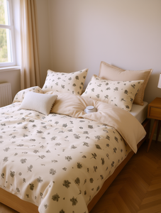 Juego de Sábanas de Algodón, Doble, Estampado Floral Mediano, 4 Piezas, Antiarrugas, Estilo Pastoral, para Uso Doméstico, 300 Hilos - Product Image 2