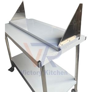VICTORY KITCHEN - Estante de Pared Plano de Acero Inoxidable Plateado de Alta Calidad, Estante Superior e Inferior para Gabinete, Capacidad de 100 kg, para Restaurante - Product Image 3