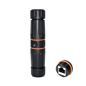 Conector en Línea Aoboon <span class=keywords><strong>M23</strong></span> IP68 RJ45 CAT6A Hembra Ethernet UTP Impermeable de Nylon PA66 con Certificación CE, Negro+Naranja - Product Image 1
