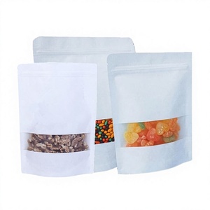 Bolsas de Papel Kraft Biodegradables Blancas con Cierre Ziplock y Ventana Rectangular Visible para Alimentos para Mascotas y Azúcar - Product Image 3