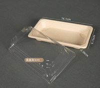 HeePACK Canne à sucre Bagasse Papier Sushi Plateaux Compostable Récipient pour aliments froids Multi Tailles Plateau biodégradable avec couvercle en PET