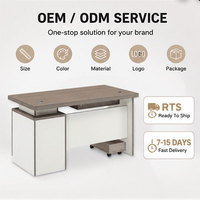 Escritorio de Oficina Extensible para Empleados en Oferta, Mesa de Trabajo Bicolor con Acabado de Madera, con Bandeja para Teclado y Soporte para CPU, Pedidos Corporativos al por Mayor